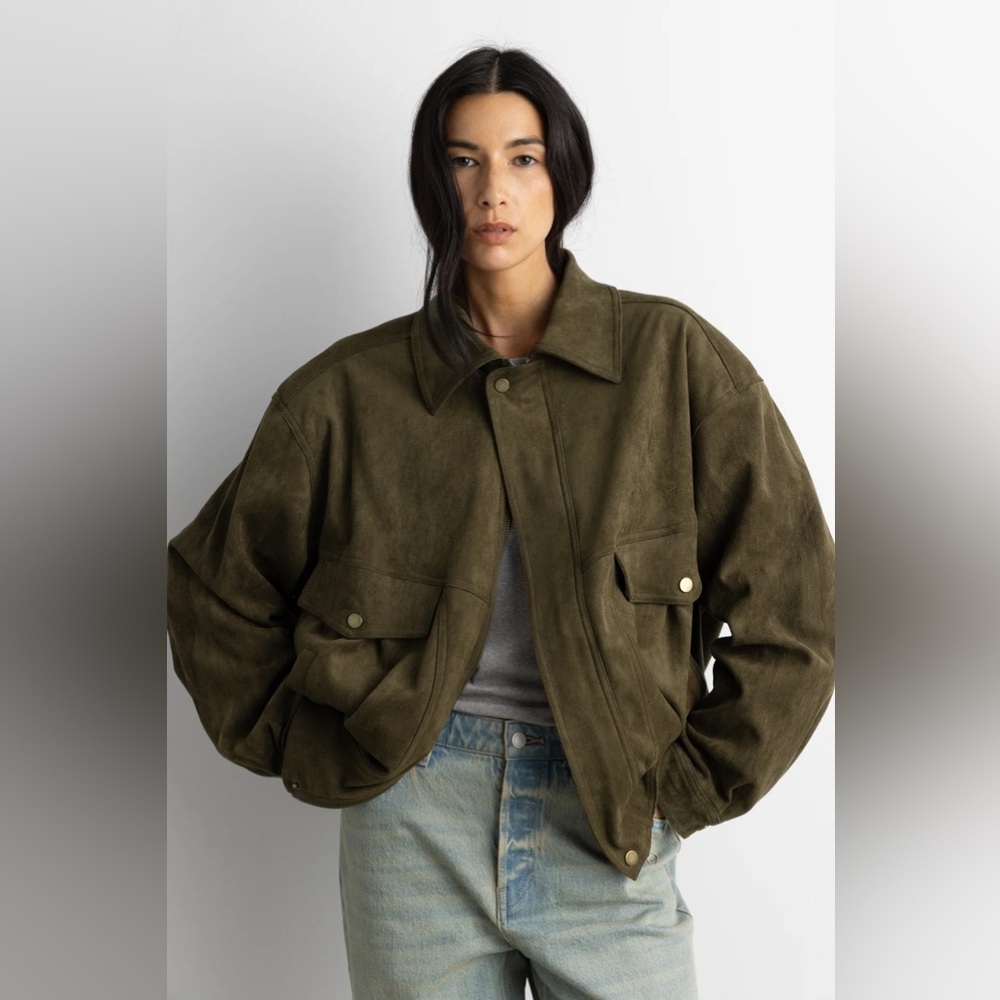 NWT OAK + FORT VEGAN SUEDE BOMBER JACKET